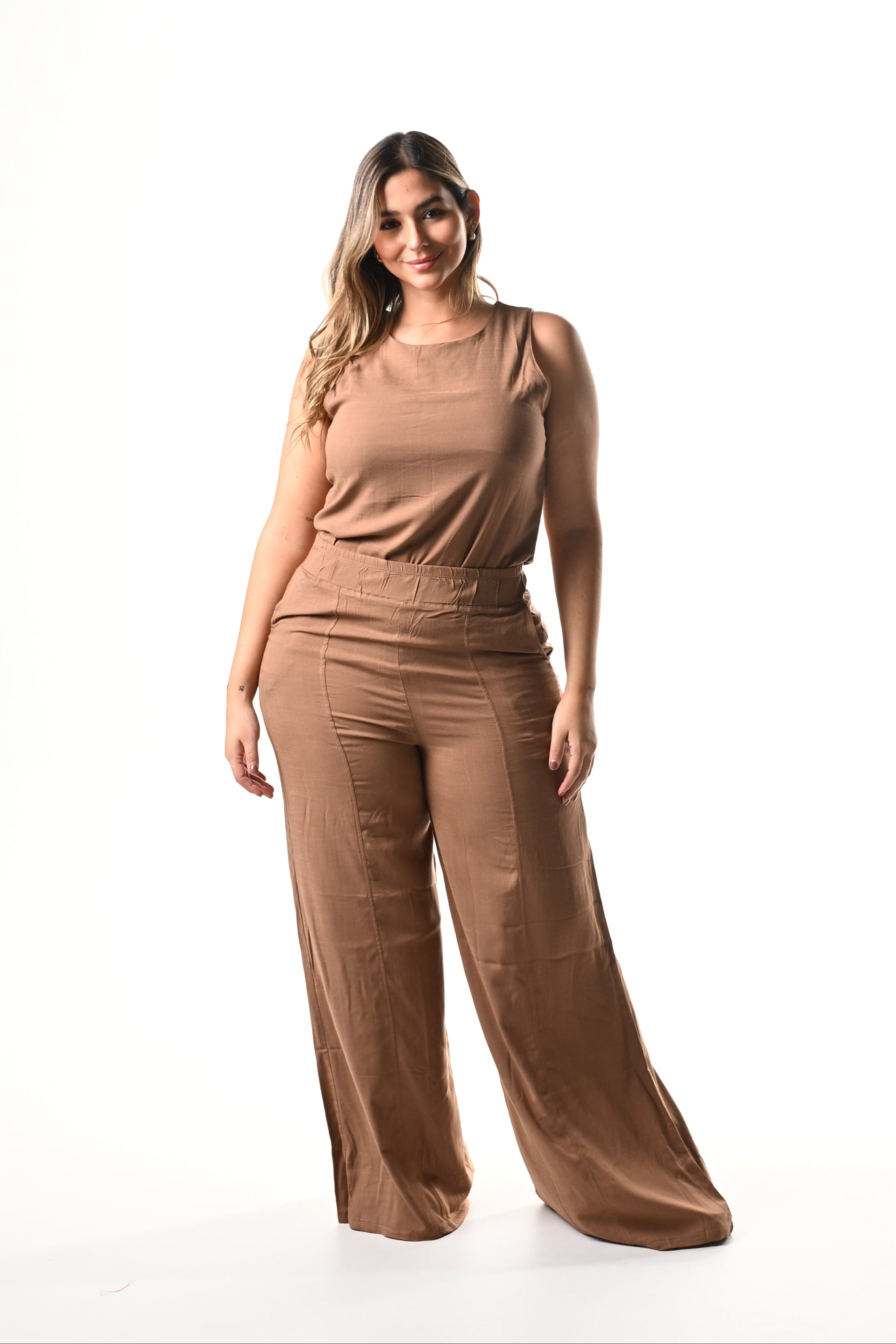 Conjunto Bota Campana Lino - CAFE