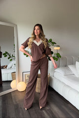Conjunto Bota Recta Blusa V Leocadia