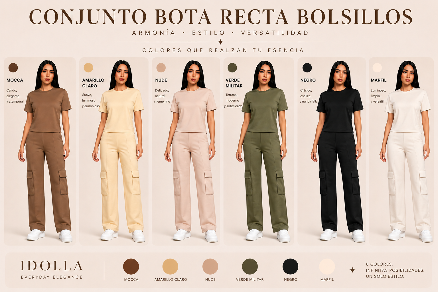 Conjunto Bota Recta Bolsillos