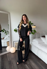 Conjunto Bota Recta Blusa V Leocadia