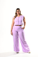 Conjunto Bota Campana Lino Chaleco - LILA