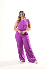 Conjunto Bota Campana Lino Chaleco - MORADO