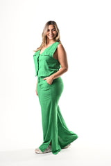 Conjunto Chaleco Pant Culette Lino Licrado