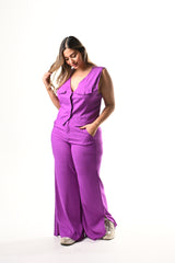 Conjunto Chaleco Pant Culette Lino Licrado