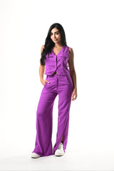 Conjunto Chaleco Pant Culette Lino Licrado