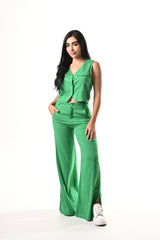 Conjunto Chaleco Pant Culette Lino Licrado