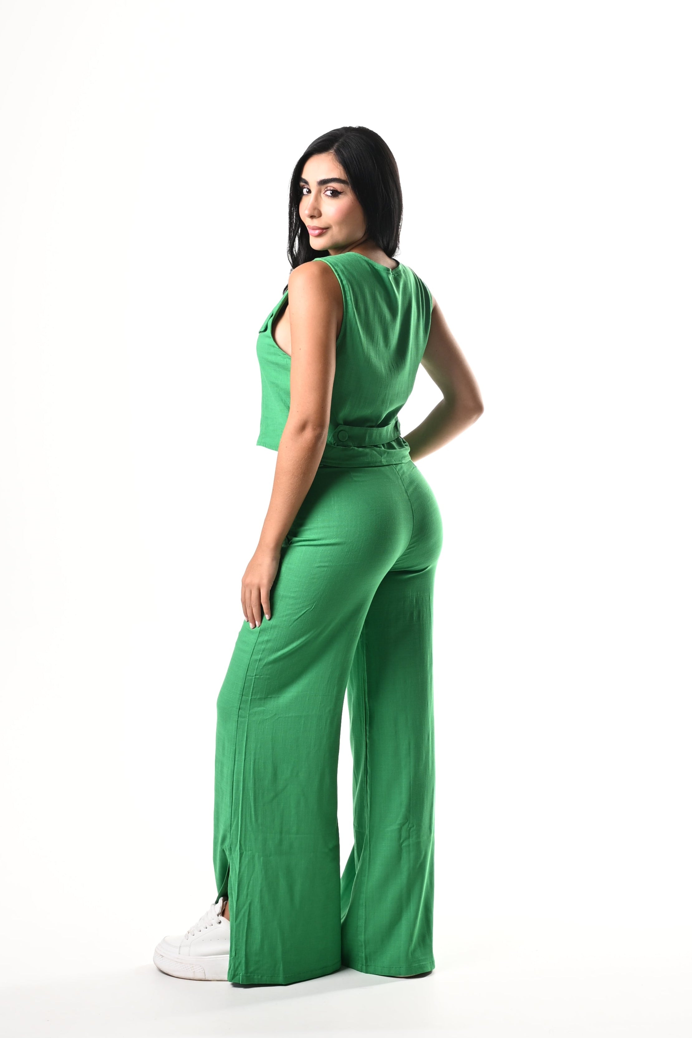 Conjunto Chaleco Pant Culette Lino Licrado