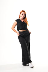 Conjunto Bota Campana Lino Chaleco - NEGRO